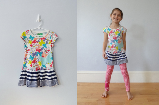 One-of-a-kind dress, upcycled fabric.
