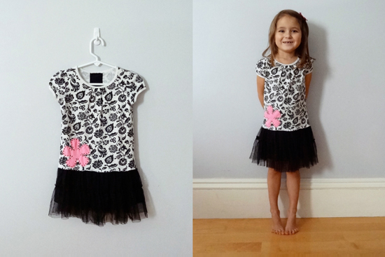 One-of-a-kind dress, upcycled fabric.