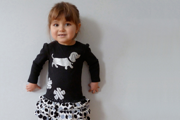 Little girl in one-of-a-kind dress